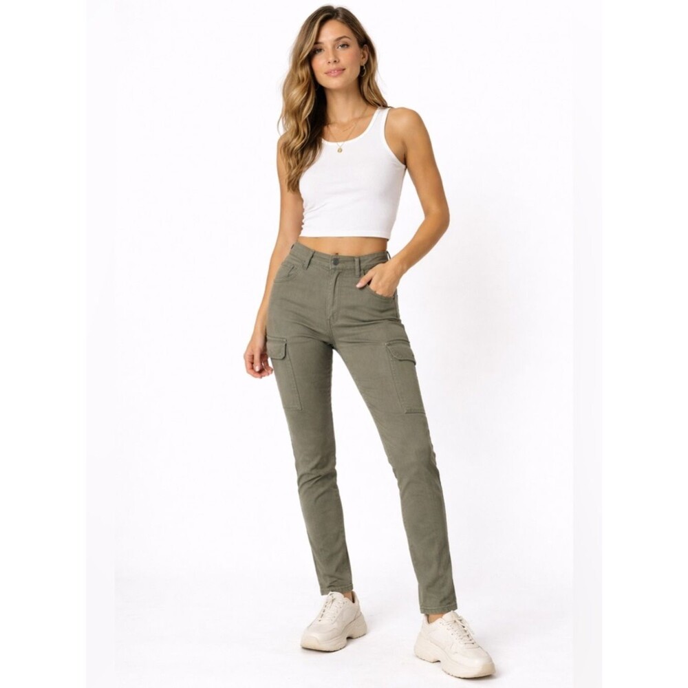 Abercrombie & Fitch Womens Cargo Skinny Pant 26 Green Utility Zipper Hem Casual